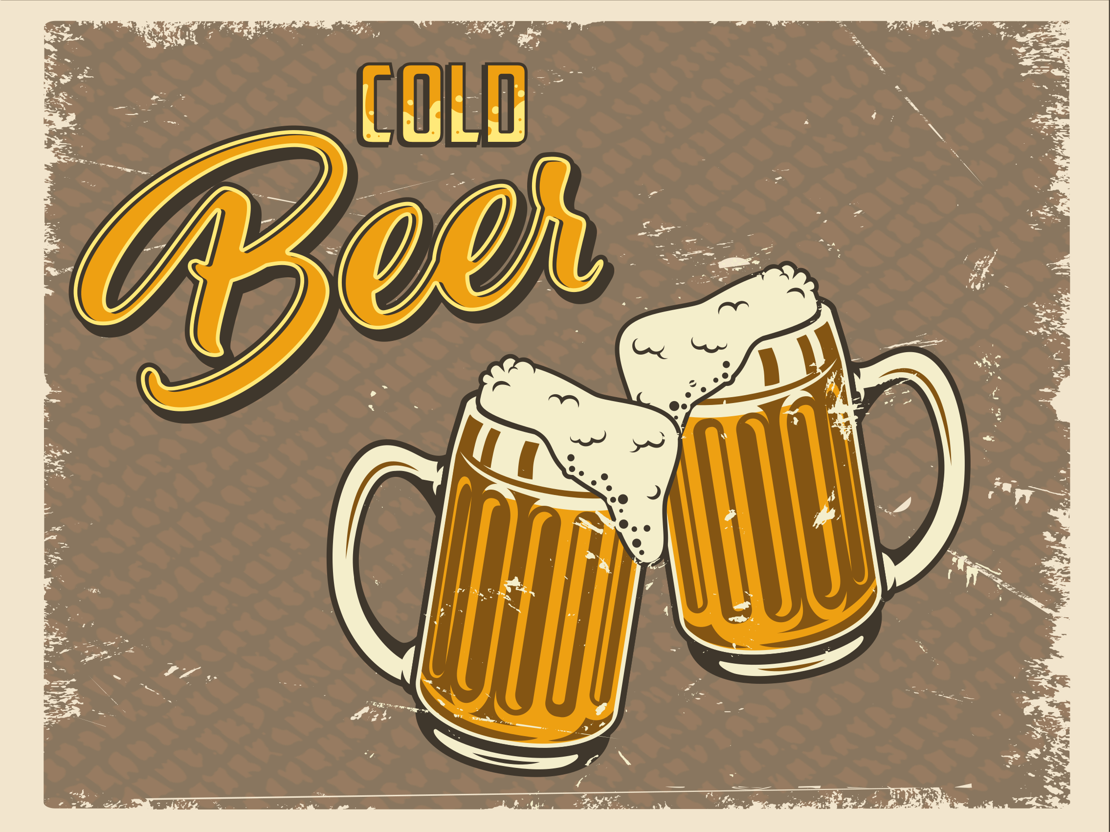 Cold Beer Mugs vintage vinyl rug - TenStickers