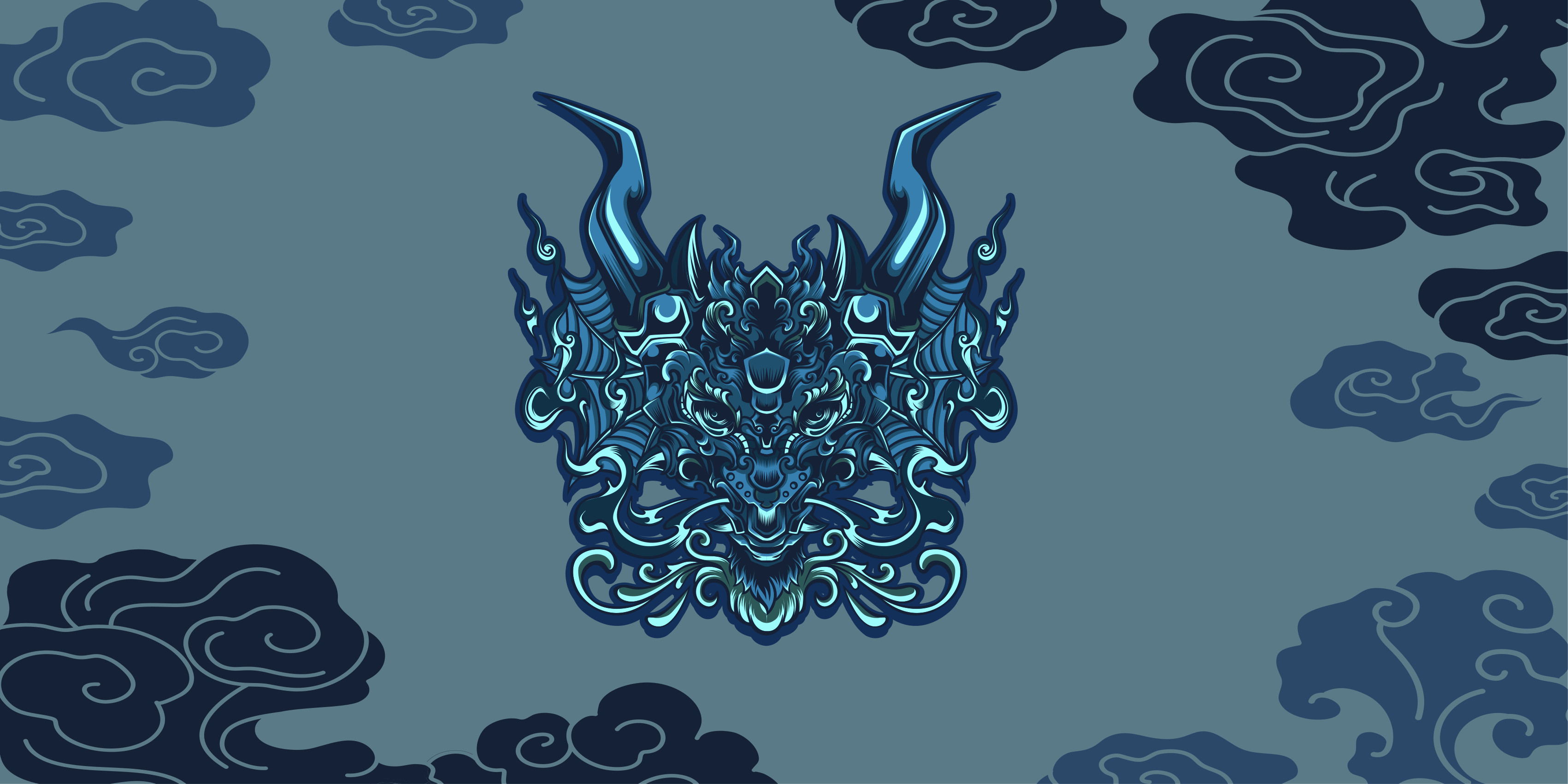 Grey dragon motif ethnic vinyl rug - TenStickers