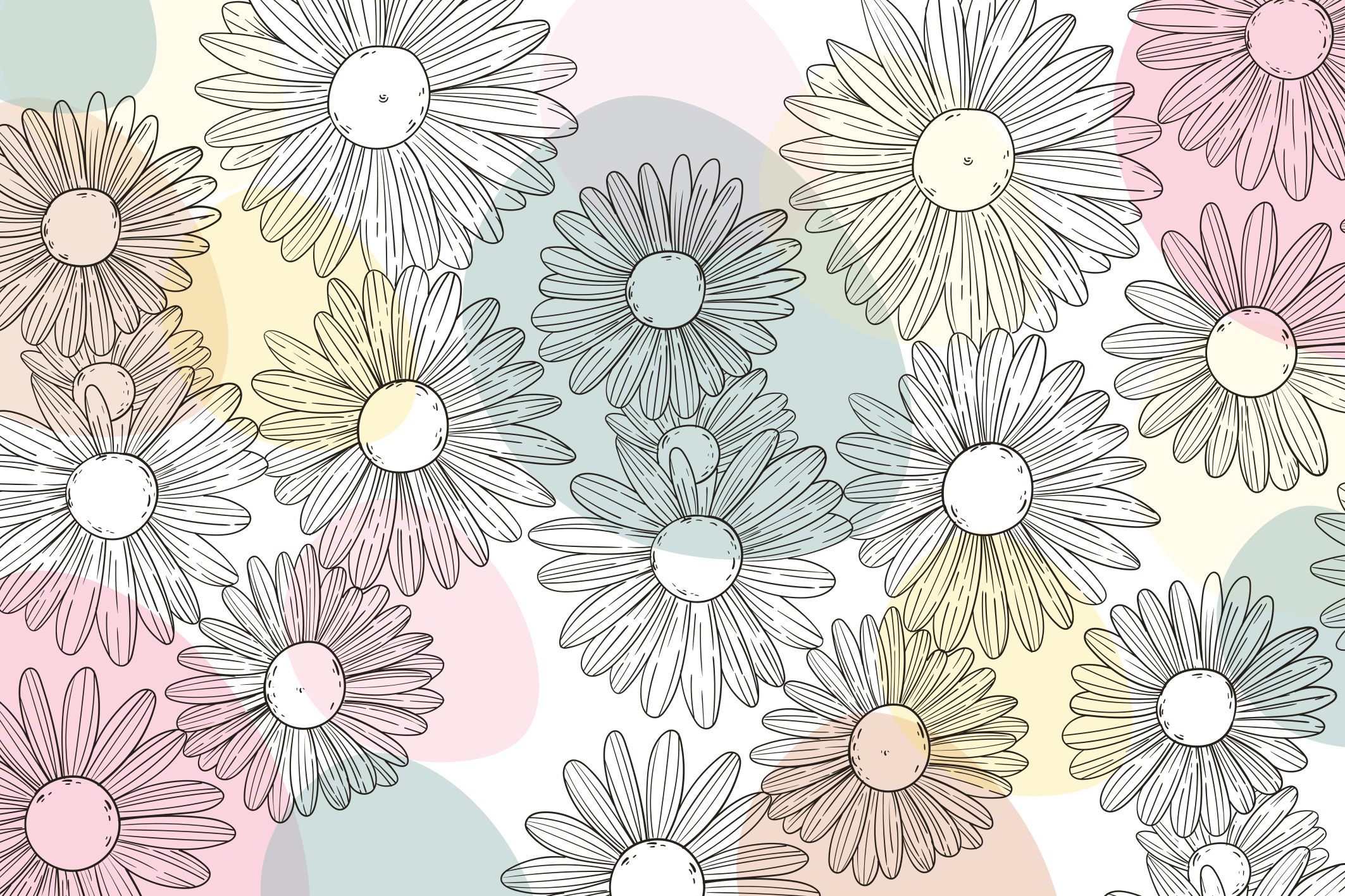 Aquarella daisy design floral vinyl rug - TenStickers