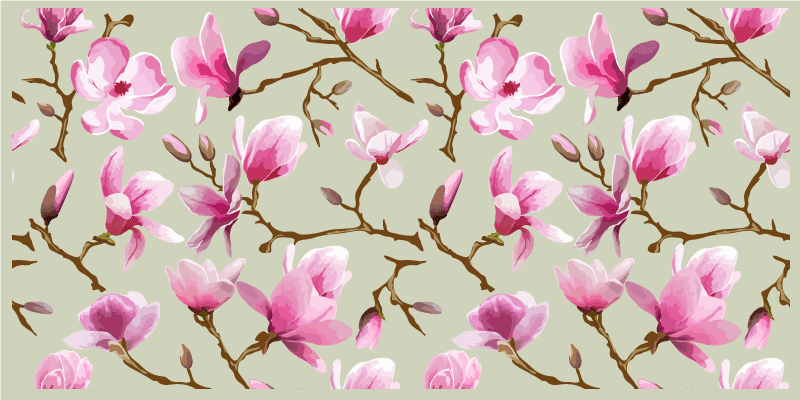 Pink Magnolia floral vinyl rug - TenStickers