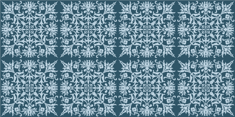 Floral Pattern Blueprint tile vinyl rug - TenStickers