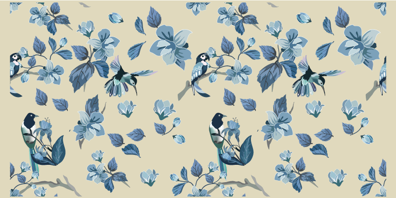 Floral vinyl rug with blue floral highlights - TenStickers