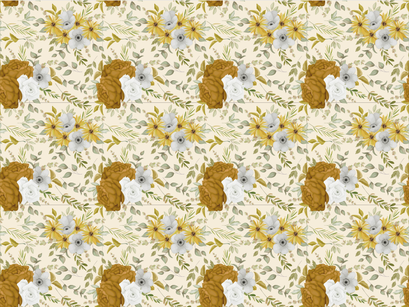 Botanical Leafy Design floral rug - TenStickers