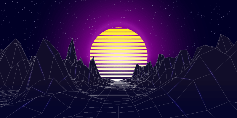 80s style mountains with the sun vintage rug - TenStickers