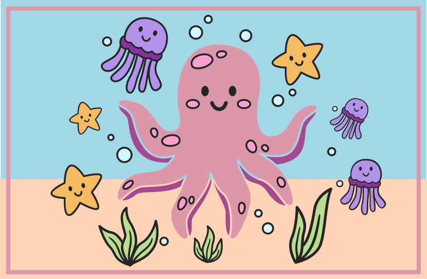 Ocean Friends Illustration playroom carpet - TenStickers