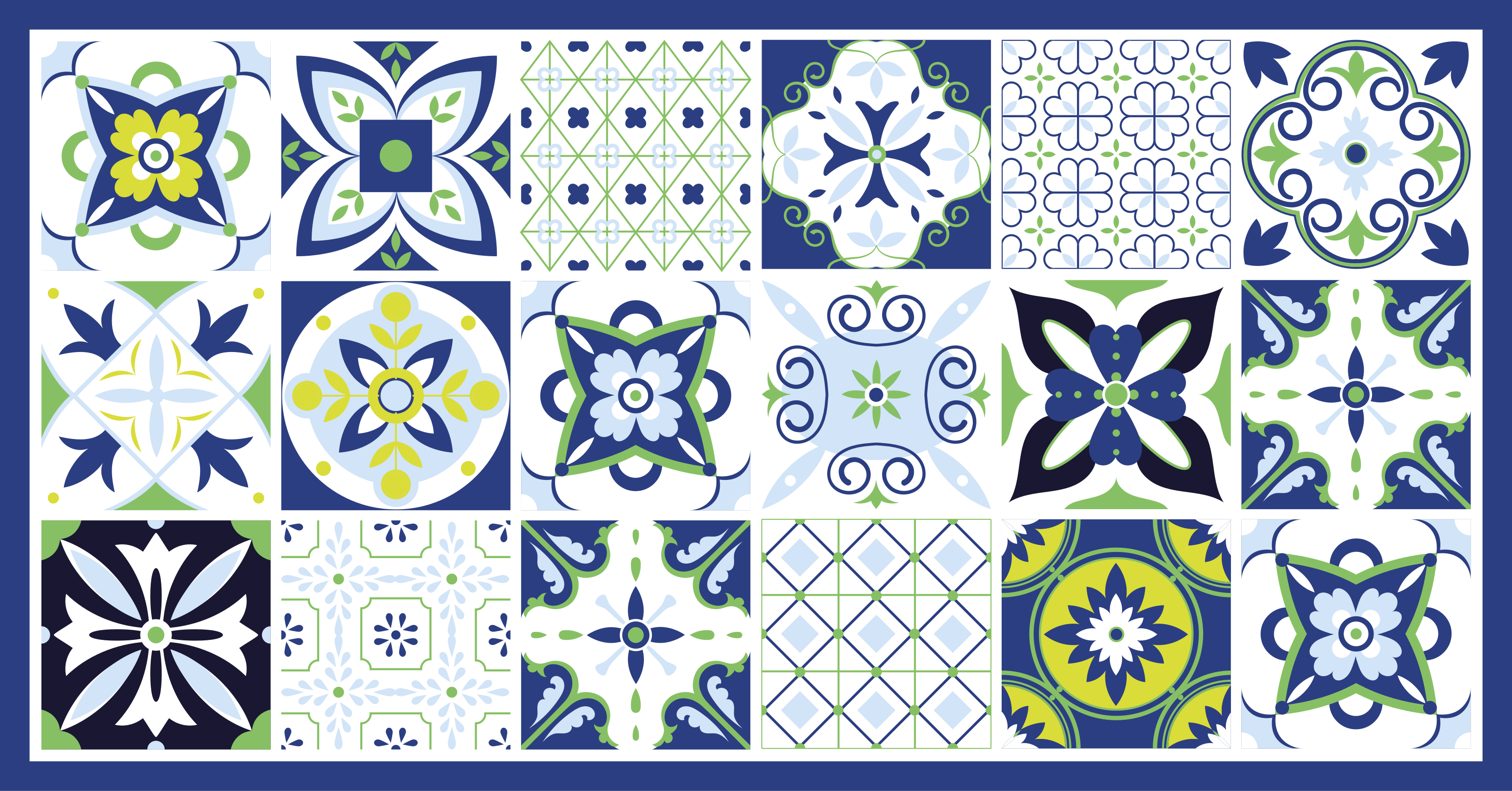 Blue Moroccan style tile carpet - TenStickers