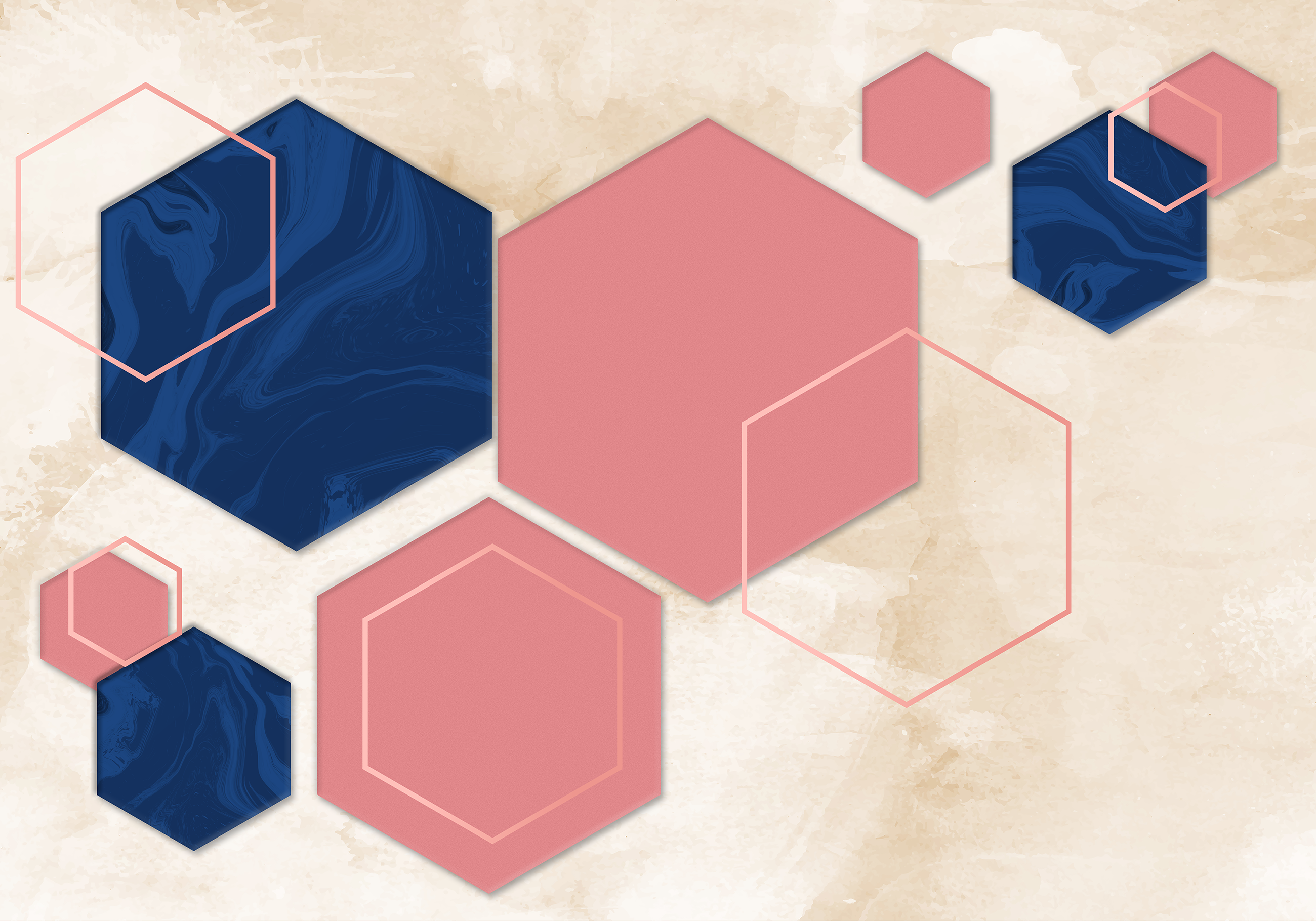 Abstract Hexagons geometric rug - TenStickers