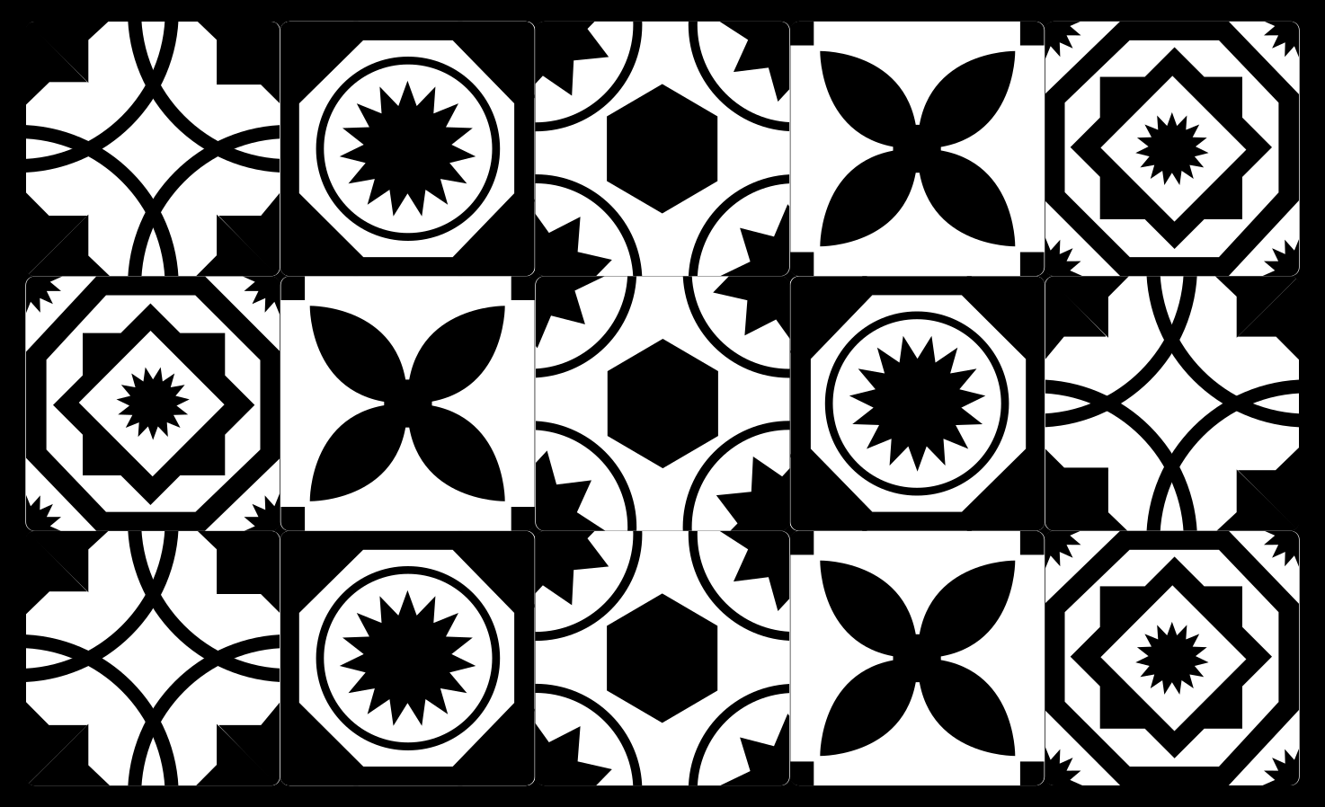 Black and white classical design tile carpet - TenStickers