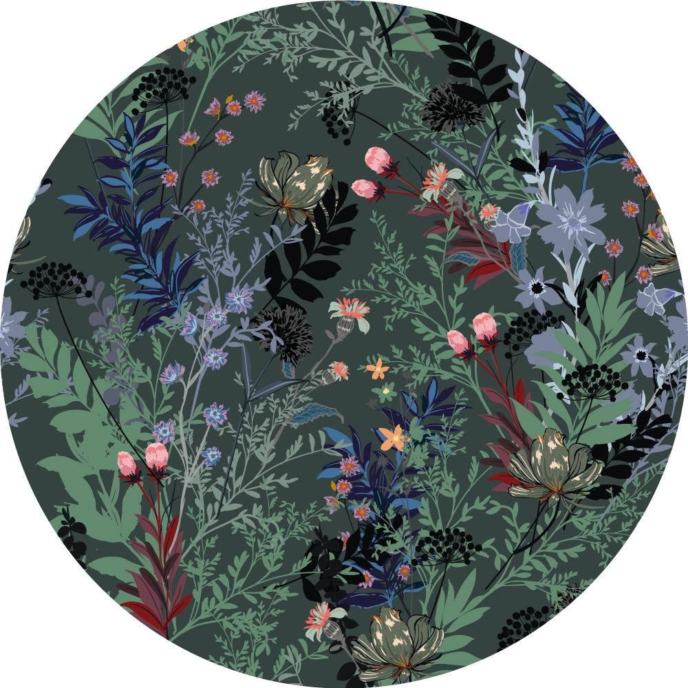 Dark Leaves pattern floral rug - TenStickers