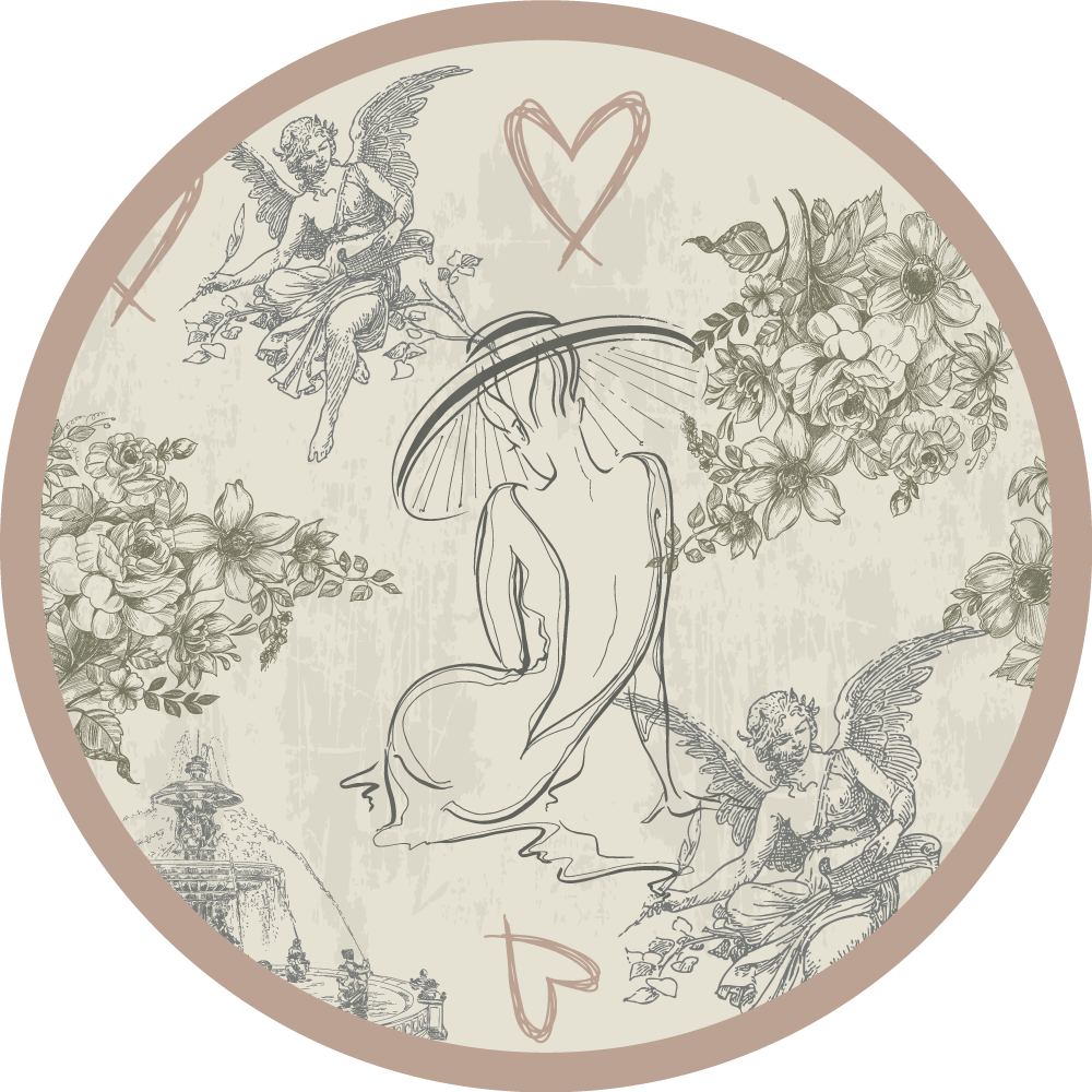 Circular Angelic Floral Motif vintage rug - TenStickers