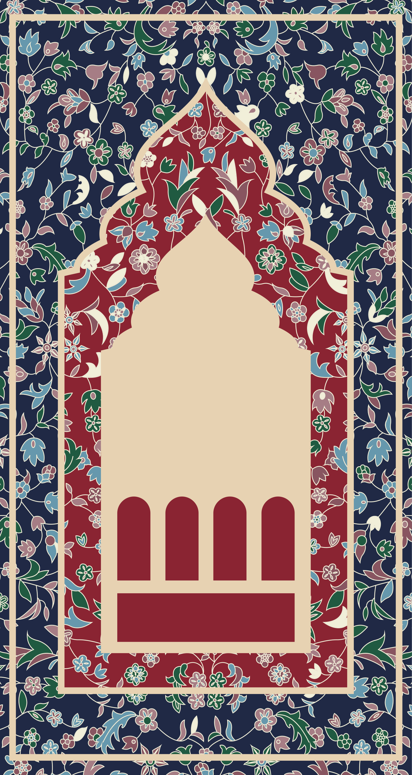 flower pattern persian stye rectangular rug - TenStickers