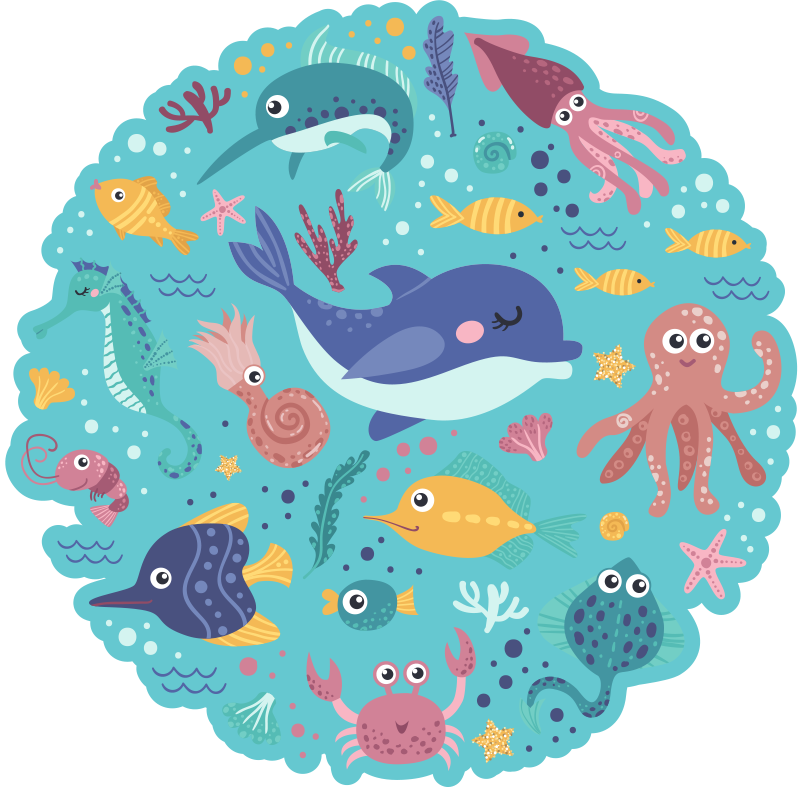 fish illustrations kids rug - TenStickers