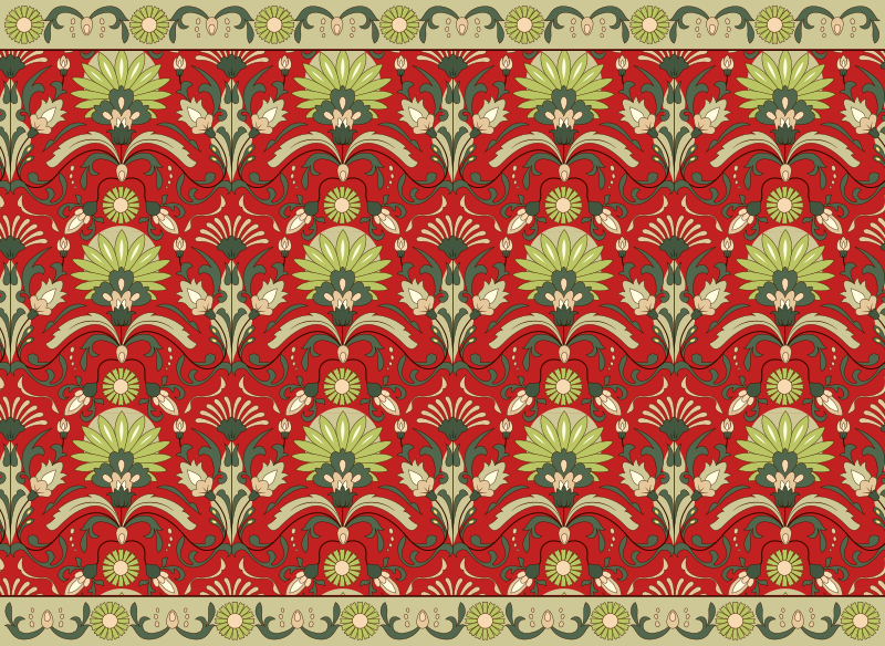 Traditional green deisgn dining room rug - TenStickers