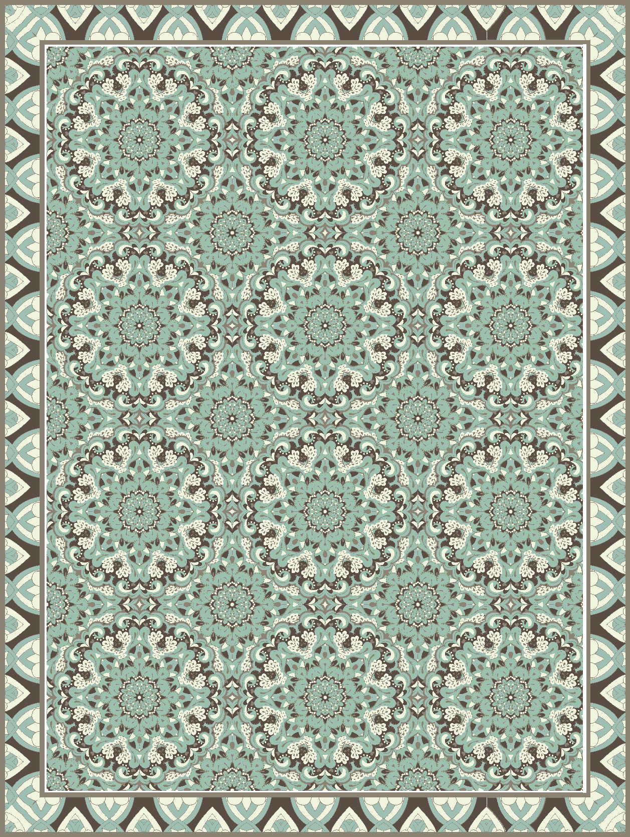 Floral tile pattern dining room carpet - TenStickers