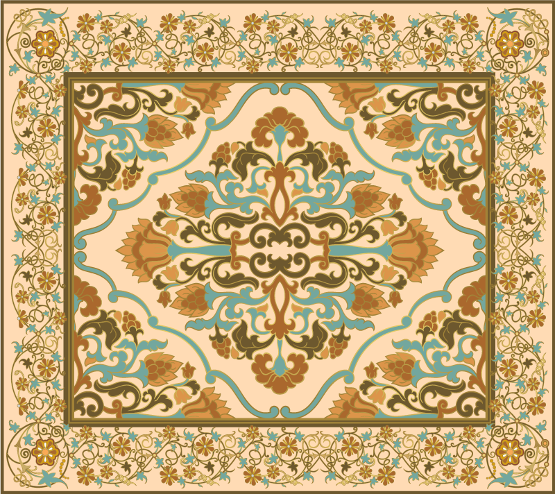 Mandala beige design dining room carpet - TenStickers
