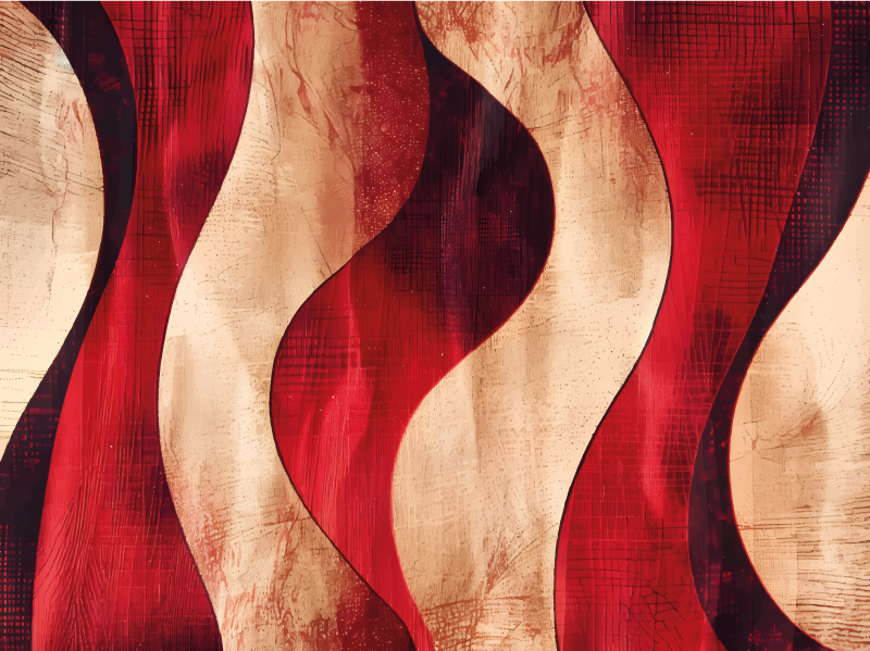 Modern waves pattern red vinyl rug - TenStickers