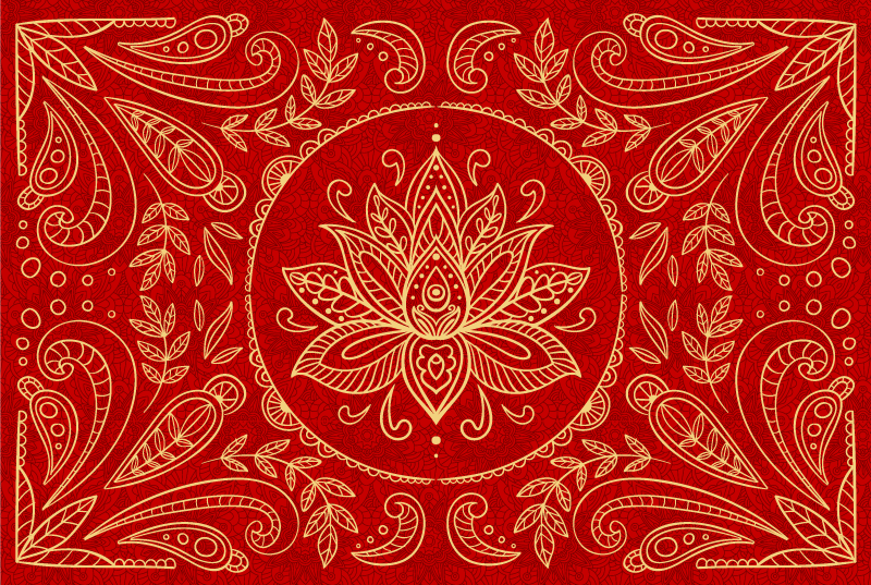 Vintage mandala design red vinyl rug - TenStickers