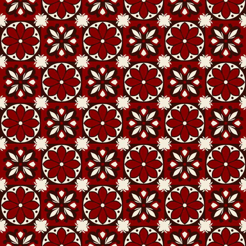 Vintage tile pattern red vinyl rug - TenStickers