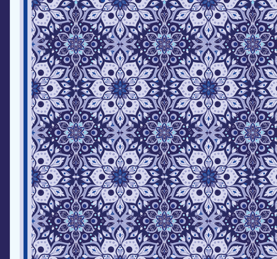 Vintage floral design blue vinyl rug - TenStickers