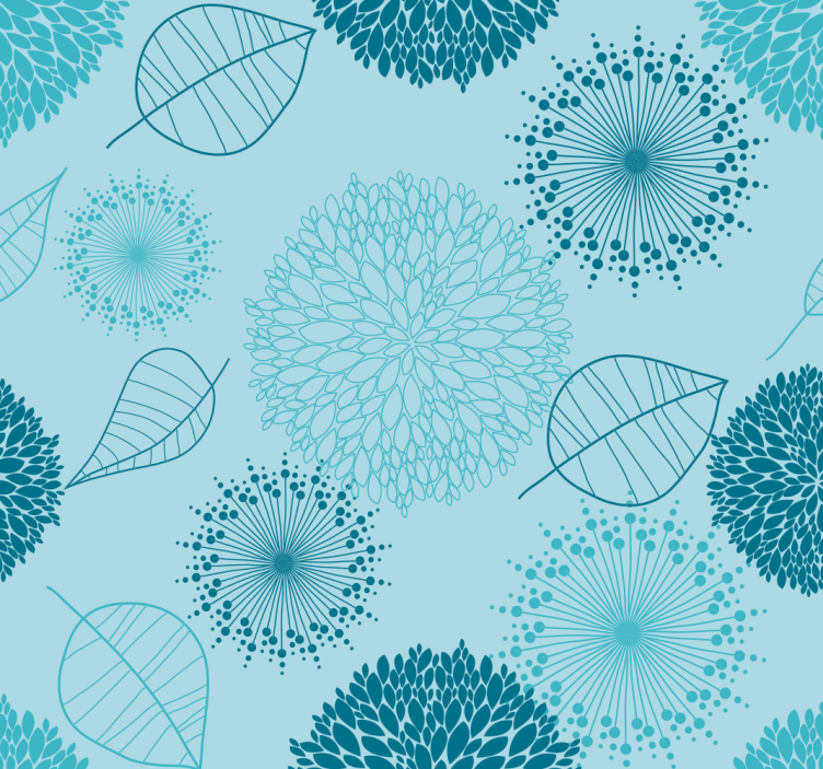 Geometric Floral Clusters blue wallpaper - TenStickers