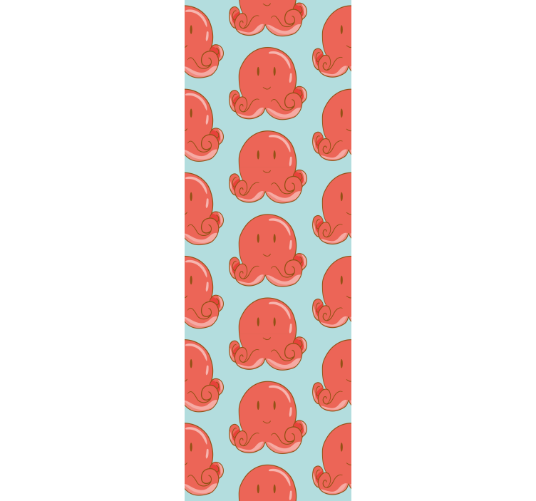 Red octopus design animals wallpaper - TenStickers