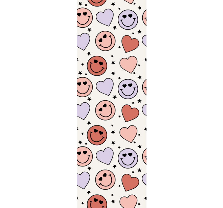 Smiley heart motif wallpaper teenage bedroom - TenStickers