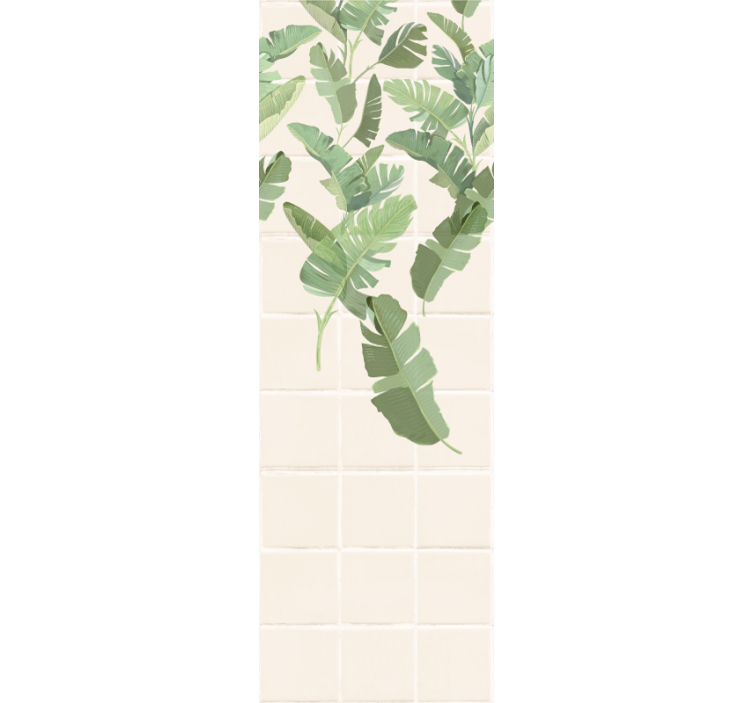 White tiles motif leaves wallpaper - TenStickers