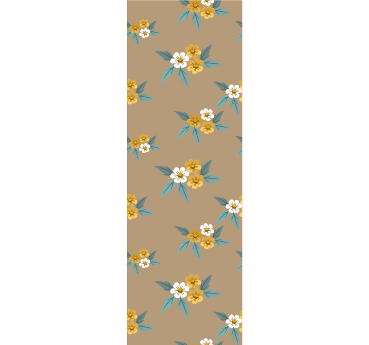 Brown floral motif flowers wallpaper - TenStickers