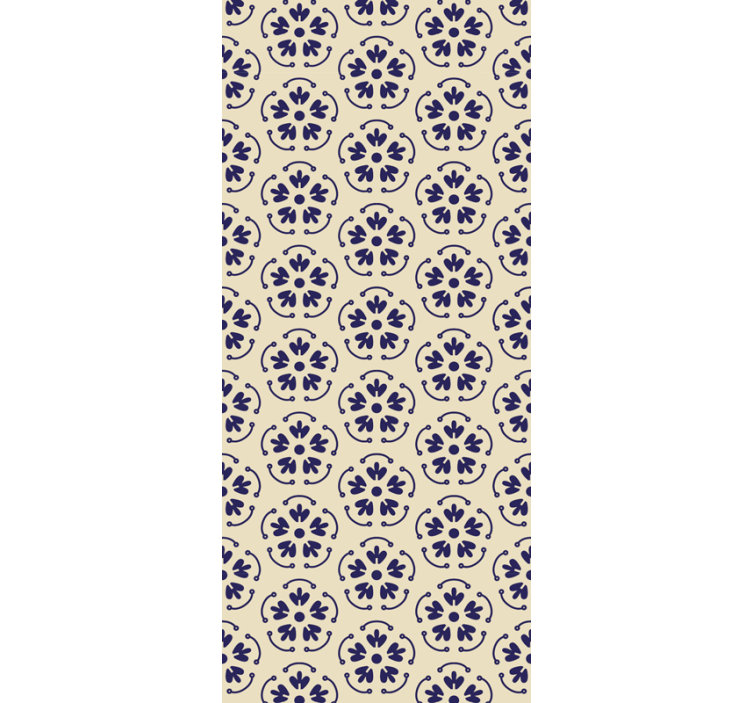 Round blue motifs floral wallpaper - TenStickers