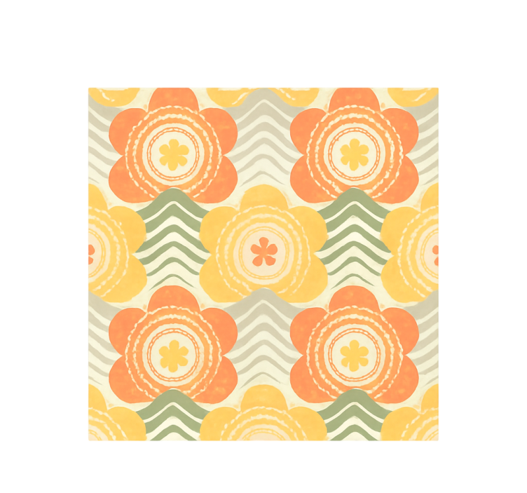 1970's blooming vintage style retro wallpaper - TenStickers