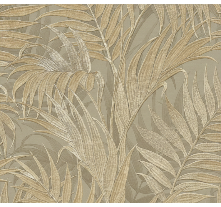 Leaves wallpaper with beige palm texture - TenStickers