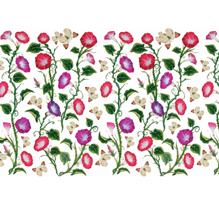 Flowers wallpaper pink and purple trumpet flowers - TenStickers