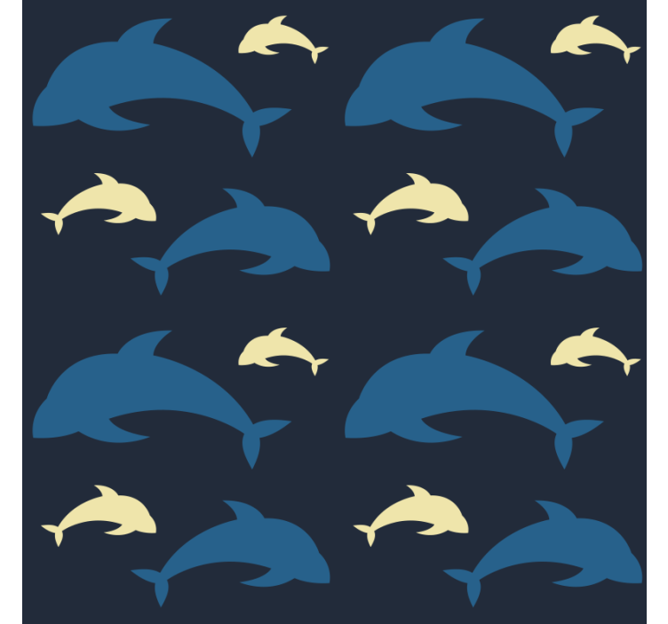 Wall paper in bedroom with 3 dolphins in the sea - TenStickers