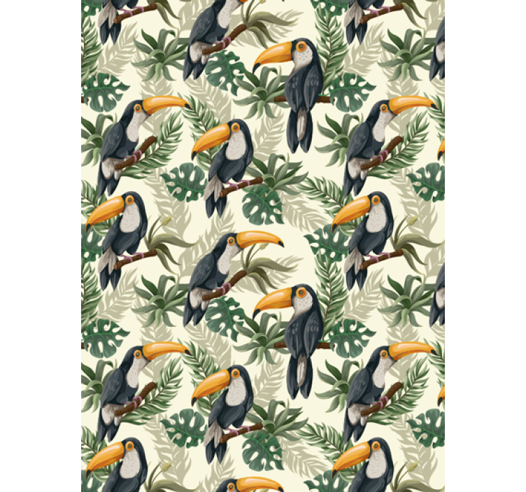 Jungle themed wallpaper with toucans - TenStickers