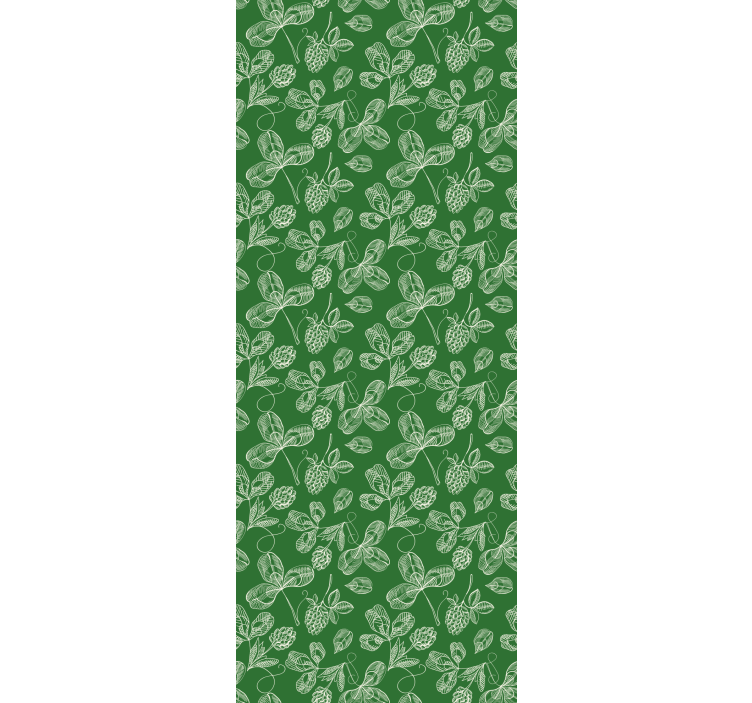 Green magnolia twig pattern wall paper in bedroom - TenStickers