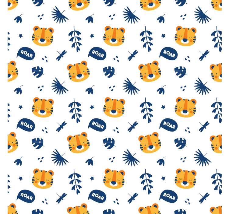 Animals wallpaper tiger cub head and dragonfly pattern - TenStickers