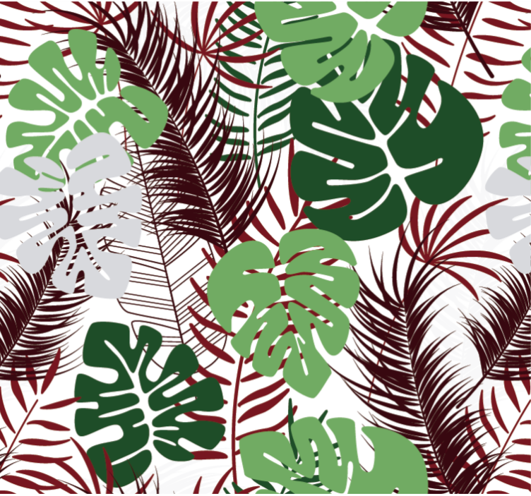 Nature wallpaper monstera leaves with red branches - TenStickers