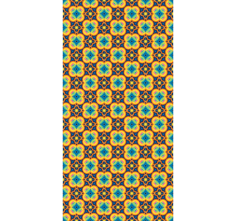 Textured wallpaper yellow and blue boho pattern - TenStickers