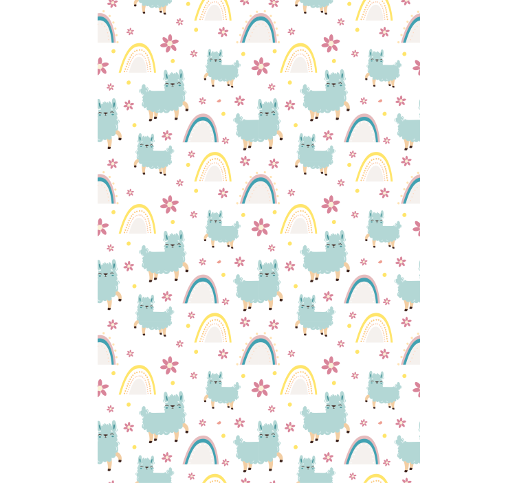 Wallpaper childrens room cute llamas and rainbows - TenStickers