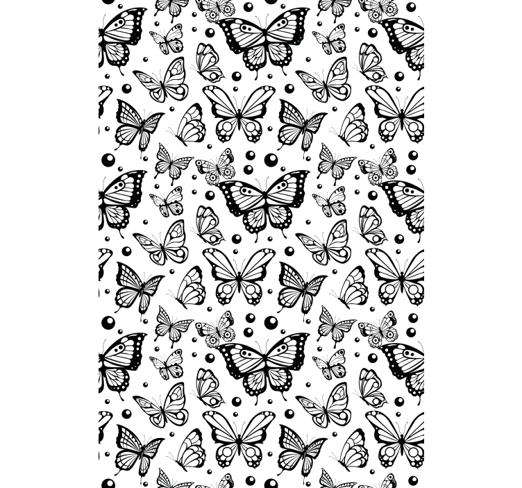 Monochrome butterflies and dots butterflies wallpaper - TenStickers