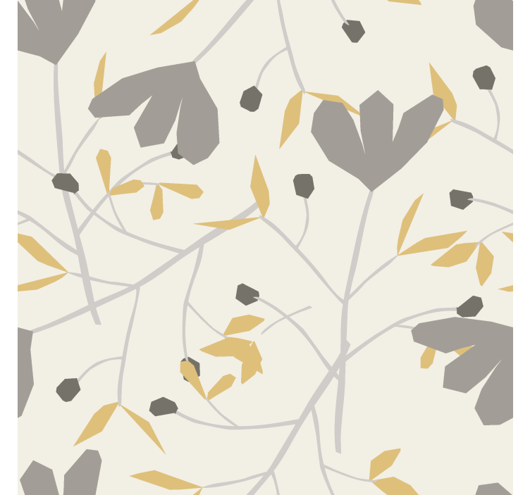 Nordic wallpaper gray and yellow flowers design - TenStickers
