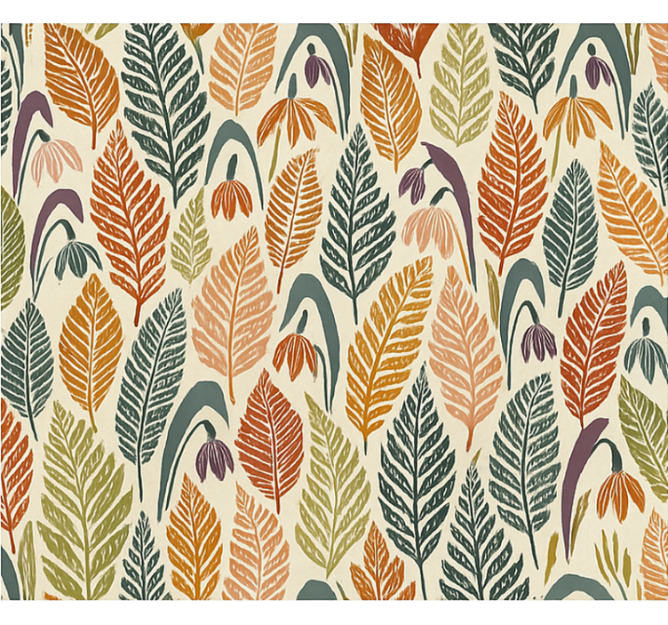 Nordic wallpaper multicolour snowdrop flowers - TenStickers