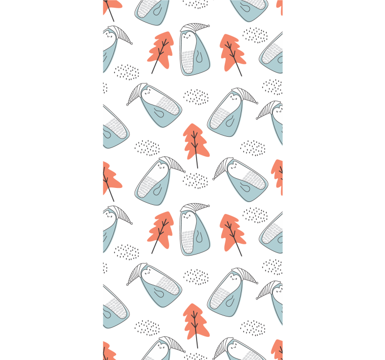 Nordic wallpaper cute minimalistic penguins and trees - TenStickers