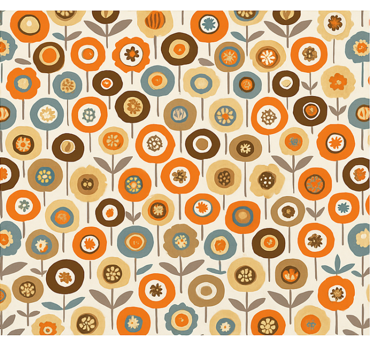 Nordic wallpaper with vibrant vintage flowers - TenStickers