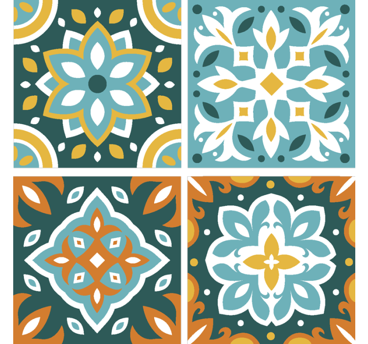 Tile effect wallpaper in turquoise tiles - TenStickers