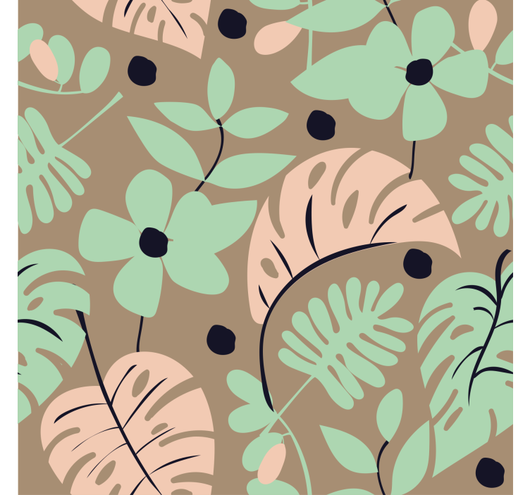 Flowers wallpaper in pastel monstera blooms and leaves - TenStickers