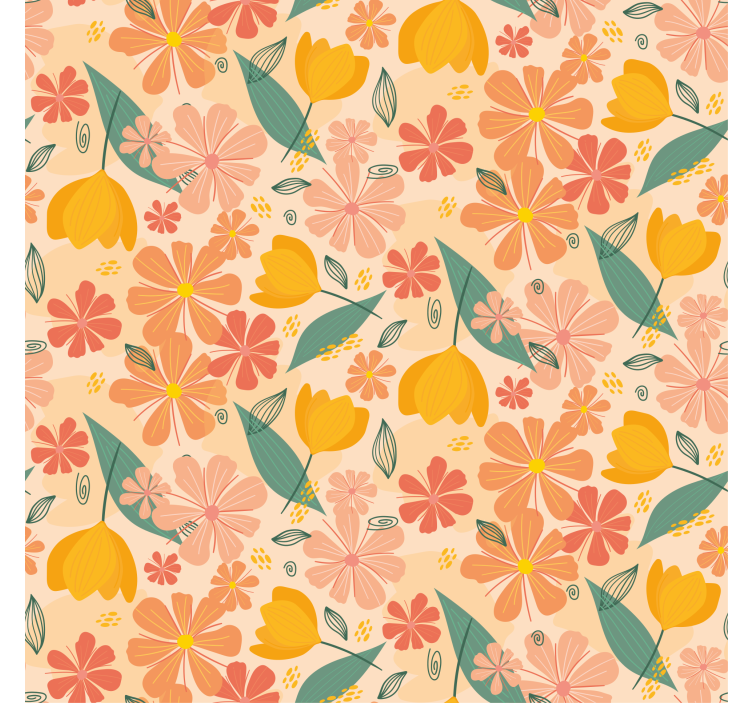 Flowers wallpaper with colorful vintage leaves and flowers - TenStickers