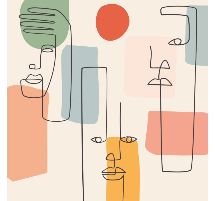 Wallpaper geometric minimalistic face art - TenStickers