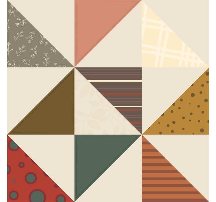 Retro wallpaper with patchwork geometric triangle design - TenStickers