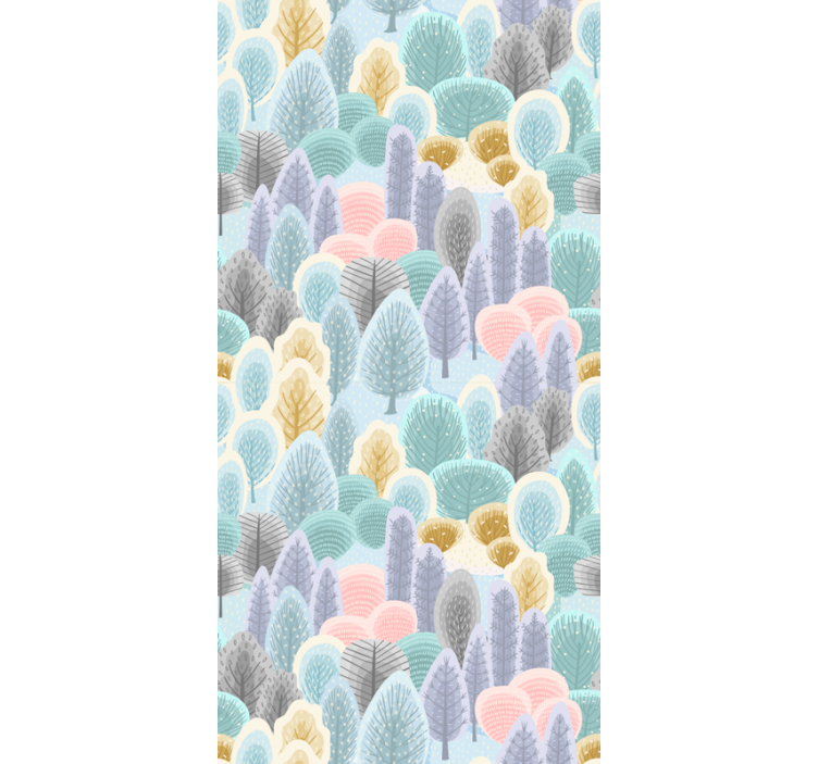 Wallpaper of a tree in pastel forest pattern - TenStickers
